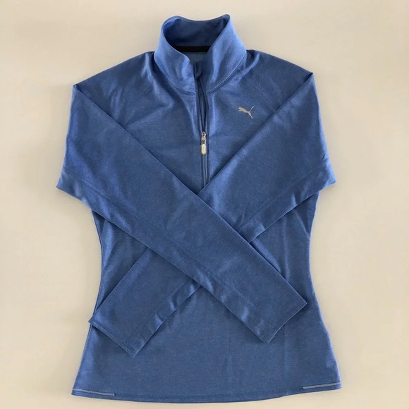 Puma 1/2 Zip Long Sleeve Stand Up Collared Top in Heather Light Purple Size S - Picture 15 of 15